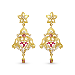 Dreamy Double Floral Gold Earrings