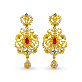 Splendor Floral Hangings Gold Earrings
