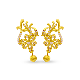 Blushing Floral Style Gold Earrings
