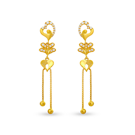 Adore Floral Heart Gold Earrings