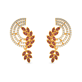 Classic Semi Floral Gold Earrings