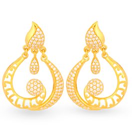 Shimmering Curvy Swirl Bali Design Gold Earrings