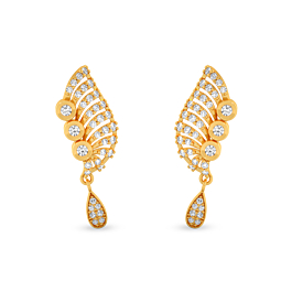 Coruscating Leaf Design Gold Earrings