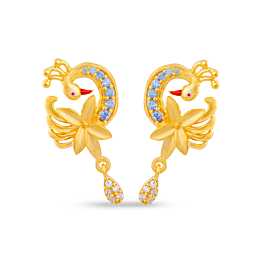 Radiant Peacock Gold Earrings