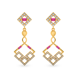 Attractive Cubic Corner Gold Earrings