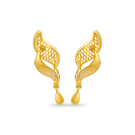 Astonishing Cross Knitted Swirl Gold Earrings