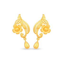 Charming Floral Cross Mesh Gold Earrings