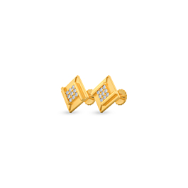 Glitzy Cross Cube Gold Earrings