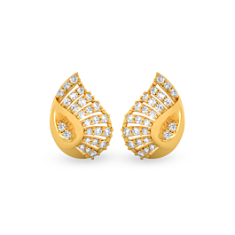 Glimmering Stone Studded Conch Design Gold Earrings