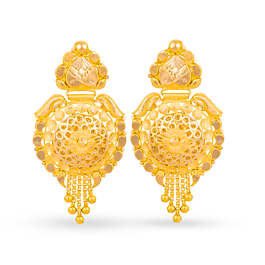 Traditional Spiral Floral Gold Earrings