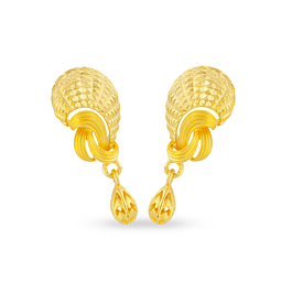 Splendid Textured Drop Gold Earrings
