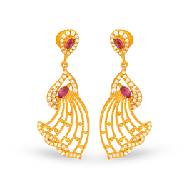 Gleaming Multi Stone Dancing Gold Earrings