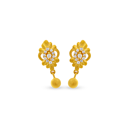 Fantabulous Oval Design Stones Gold Earrings
