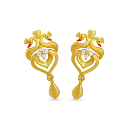 Classical Twin Peacock Gold Earrings