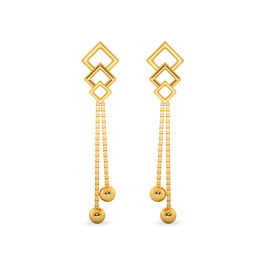 Enthralling Triple Layer Rhombic Drop Gold Earrings