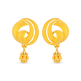 Round Ornamental Gold Drop Earrings