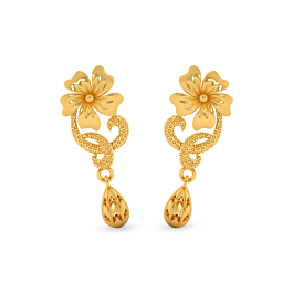 Grand Floral Drop Gold Earrings