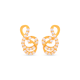 Pretty S Pattern Gold Earrings
