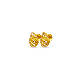 Charming Twin Leaf Gold Earrings