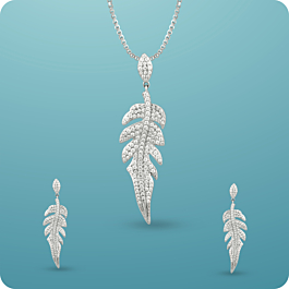 Pretty Fashionatic Leaf Silver Pendants with Earrings