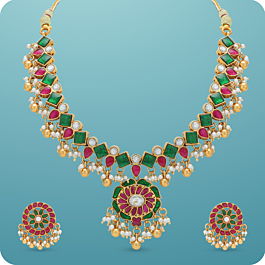 Charismatic Floral With Pearl Silver Necklace Set