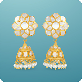 Gleaming Floral Jhumkas Silver Earrings