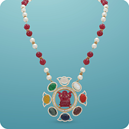 Ethnic Pearl With Goddess Lakshmi Silver Necklace