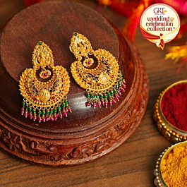 Traditional Beaded Gold Earrings - Wedding and Celebrations Collection