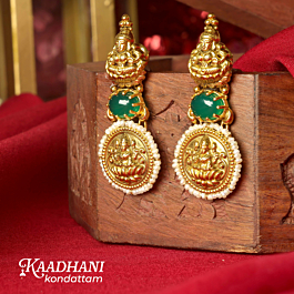 Goddess Lakshmi With Pearl Gold Earrings