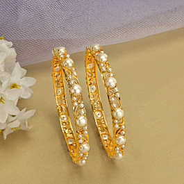 Beauteous Pearl Gold Bangles