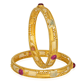 Amazing Pink Stone Gold bangles