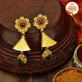 Splendid Floral Gold Earrings - Wedding and Celebrations