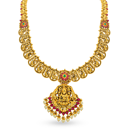 Ethnic Goddess Lakshmi With Pearl Gold Necklace