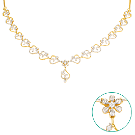 Adorable Heart And Floral Diamond Necklace