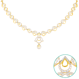 Sparkling Floral And Pear Design Diamond Necklace