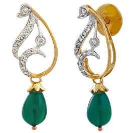 Opulent Twisted Twirl with Green Drops Diamond Earrings