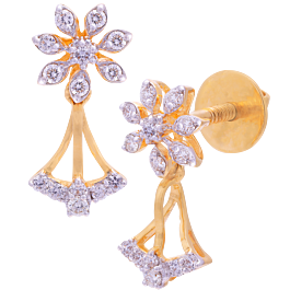 Serene Trendy Floral Drop Diamond Earrings