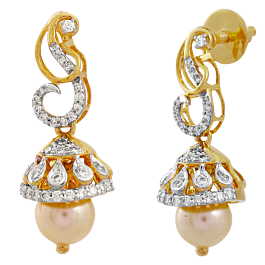 Pretty Twirl With Pearl Diamond Earrings