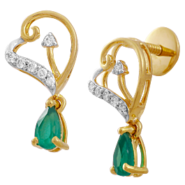 Enticing Heart with Green Drop Diamond Earrings