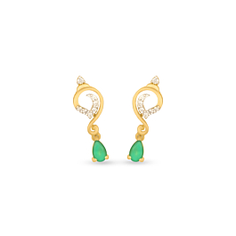 Attractive Dancing Green Stone Diamond Earrings
