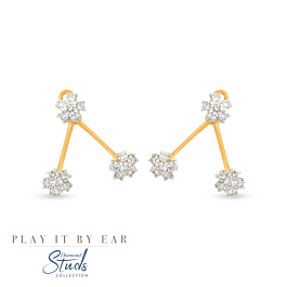 Pretty Trio Floral Bud Diamond Earrings - Play By It Ear Collection