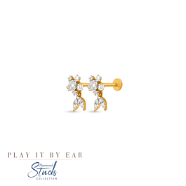 Glowing Floral with dancing Leaf Diamond Earrings - Play By It Ear Collection