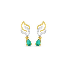 Adorable Emerald Flaring Diamond Earrings