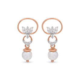 Exuberant Pearl With Floral Diamond Earrings - Riha Collection
