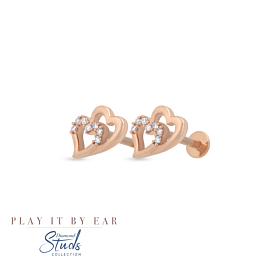 Shimmering Twin Heart Diamond Earrings - Play By It Ear Collection