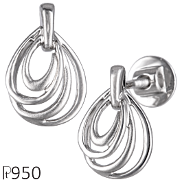 Spiral Pear Design Platinum Earrings