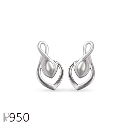 Spiral Leaf Design Platinum Earrings