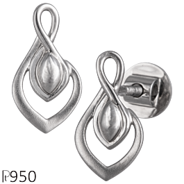 Spiral Leaf Design Platinum Earrings