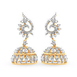 Sparkling Stone Jhumkas Diamond Earrings-EF IF VVS-18kt Rose Gold