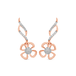 Rose Gold Floral Design Diamond Earrings-EF IF VVS-18kt Rose Gold